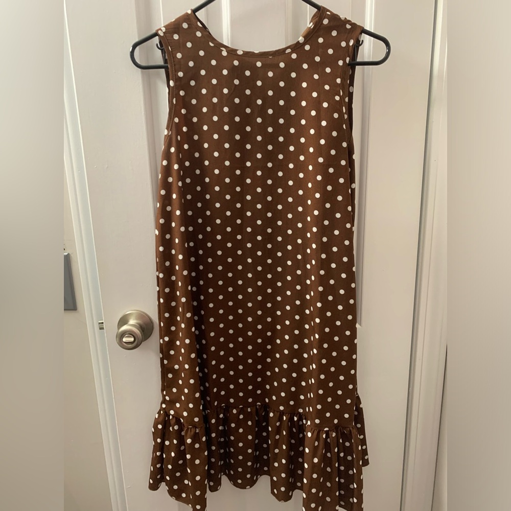 Brown and white polka dot dress